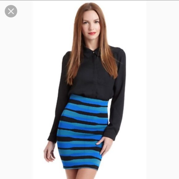 BCBG Imari Uneven Stripe Pencil Skirt - Picture 2 of 3